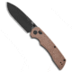 Tenable Knives Kryo Crossbar Lock Folding Knife, 3.58in, Sandvik 14C28N, Drop Point Blade, Micarta, Brown Handle, Brown/Black Gray, 8.08 inch, BHQ-211035