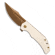 Tenable Knives Tenable Orion Liner Lock Knife Ivory White G10 3.1" Rose Gold Milled, White, Nitro-V, adult, BHQ-234348