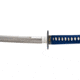 Thaitsuki Nihonto Dokuji Nami Sanmai Katana, 29in Hand Forged And Folded High Carbon Steel Blade, Dark Blue Silk And Ivory Rayskin Wrapped Tsuka, S02