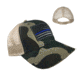 Thin Blue Line Camo Trucker Hat - Subdued American Flag, Thin Blue Line - HAT-TBLBLACK-SUBDUE-CAMO
