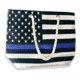 Thin Blue Line Canvas Tote Bag, American Flag, Thin Blue Line - BAG-CANVAS-TBL