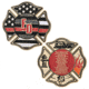Thin Blue Line Firefighter's Prayer Thin Red Line Challenge Coin, 1.75in, COIN-TRL-FIRE-PRAYER