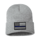 Thin Blue Line Flag Embroidered Beanie, Gray - BEANIE-TBL-GRAY