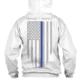 Thin Blue Line Hoodie - American Flag Honor &amp; Respect, White - TBL-H-WHITE-XXL