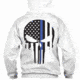 Thin Blue Line Hoodie - Skull, White - BLPUN-H-WHITE-XXL