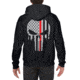 Thin Blue Line Hoodie - Thin Red Line Skull Graphic, Black - REDPUN-H-BLACK-XXXXL