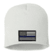 Thin Blue Line Knit Beanie 8 Inch, White - BEANIE-8INCH-TBL-WHITE