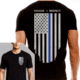 Thin Blue Line Men's T-shirt - Flag - Honor &amp; Respect, Thin Blue Line - TBL-BLACK-XXL