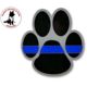 Thin Blue Line Paw Sticker, 3 X 3.5 Inches, Thin Blue Line - TBL-S-PAW