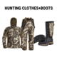 Tidewe Altus Ultra Silent Water Resistant Hunting Suit and Neoprene Rain Boots Bundle, HC002-NGM-TE-BT020-RG07-V2-TE