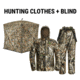 Tidewe Altus Ultra Silent Water Resistant Hunting Suit and VisX/VisMax See Through Pop-Up Hunting Blind Bundle, BL001-CG-V2-TE-HC002-VWXL-TE