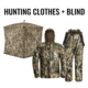 Tidewe Altus Ultra Silent Water Resistant Hunting Suit and VisX/VisMax See Through Pop-Up Hunting Blind Bundle, BL001-CG-V2-TE-HC002-NGS-TE