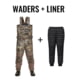 Tidewe AquaWade Pro Insulated Waterfowl Hunting Breathable Waders and Insulated Liner Bundle, WD012-N-14-HP002-BK-M-TE