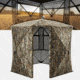 Tidewe VisTall 360 See-Through Ground Blind 75-Inch 3 Person Pop Up Deer Blind with No-Trip Door Portable Camo Hunting Blind with Blackout Curtain for Whitetail Deer Hunting, BL020-C15M-OSTE