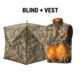 Tidewe VisX/VisMax See Through Hunting Blind and ThermCore Mens Heated Double-Sided Polar Fleece Hunting Vest Bundle, BL001-CG-V3-TE-VTC003-TK2XL-TE