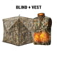Tidewe VisX/VisMax See Through Hunting Blind and ThermCore Mens Heated Double-Sided Polar Fleece Hunting Vest Bundle, BL001-CG-V3-TE-VTC003-TK2XL-TE