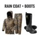 Tidewe Waterproof Breathable Lightweight Rain Coat &amp; Pant and Rubber Boots for Men bundle, RS002-NE2XL-V2-TE-BT010-BK-06