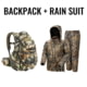 Tidewe Waterproof Breathable Lightweight Rain Suit and Waterproof Camo Hunting Pack Bundle, HB001-NM-RS002-BK2XL-V2-TE