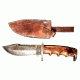 Titan Damascus Fixed Blade Knives, Overall Length - 12.5 in, Blade Length - 6 in, Handle Material - Black Burl Walnut, Bolster Damascus Steel TD -105