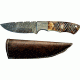 Titan Damascus Fixed Blade Knives, Overall Length - 8.6 in, Blade Length - 4.2 in, Handle Material - Burnt Camel Bone TD -092