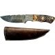 Titan Damascus Fixed Blade Knife, Burnt Camel Bone TD -092