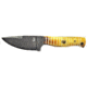 Titan International Knives 7.4in Hunter Knife Custom Hand Made Forged Damascus Steel Hunting Bowie Knife Burnt Bone Handle w/ Leather Sheath, 3.8in Blade, 7.3in, TDK-203
