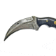 Titan International Knives Damascus Karambit With Black Canvas Micarta Scales - Double Edge Karambit, 3.5in Blade, 7.4in TD-197
