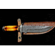 Titan International Knives Damascus Knife / Titan / Camp / Hunting Knife - Burnt Bone Handle, 5.5in Blade, 10in Overall TD-206