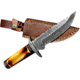 Titan International Knives Damascus Knife / Titan / Camp / Hunting Knife - Burnt Bone Handle, 5.5in Blade, 10in Overall TD-206