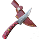 Titan International Knives TD-703 Fixed Blade Knives, 3.7in, Damascus Steel 15N20 1095, Skinning, Red Diamond Wood Handle, TD-703