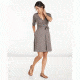 Toad&amp;Co Cue Wrap Cafe Short Sleeve Dress, Falcon Brown Batik Dot Print, Large T1772808-209-L