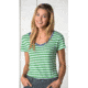 Toad&amp;Co Slubstripe Short Sleeve Vee Tee - Womens-Agave Stripe-Large htd0125-Agave Stripe-Large