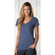 Toad&amp;Co Slubstripe Short Sleeve Vee Tee - Womens-Dusty Indigo Stripe-Large