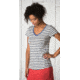 Toad&amp;Co Slubstripe Short Sleeve Vee Tee - Womens-Storm Stripe-Large htd0125-Storm Stripe-Large