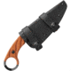 TOPS Knives CUT Combat Utility Tool Knife, 8.5in Overall, 4.25in Camo 1095Hc Steel Blade, Tan Canvas Micarta Handle, Finger Ring, Dragonfly Tread Handle, Black Kydex Sheath, CUT-40-CAMO