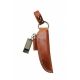 Tops Knives Leather Dangler-Style Sheath, w/Firesteel and Survival Whistle, Brown, Right Hand, SHL-BUSH-BRN