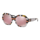 Tory Burch TY7120 Sunglasses 17301T-57 - Octagon Square Enlarged Print Frame, Pink Mirror Gold Lenses