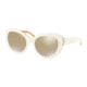 Tory Burch TY7121 Prescription Sunglasses, 55mm, Ivory / Orange Circular T Prin, TY7121-17326E-55-SV