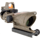 Trijicon 4x32 ACOG Rifle Scope, Dual Illuminated Red Chevron .223 Reticle w/ Colt Knob Thumbscrew Mount &amp; LED 3.25 MOA Red Dot RMR Type 2, Cerakote FDE, 100570