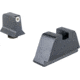 Trijicon Suppressor/Optic Height Sight Set, White Front/Metal Rear &amp; Green Lamp, Glock 17, 17L, 19, 22 - 28, 31 - 35, 37 - 39, 45, Black, 601136
