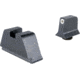Trijicon Suppressor/Optic Height Sight Set, White Front/Metal Rear &amp; Green Lamp, Glock 17, 17L, 19, 22 - 28, 31 - 35, 37 - 39, 45, Black, 601136