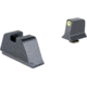 Trijicon Suppressor/Optic Height Sight Set, Yellow Front/Metal Rear &amp; Green Lamp, Glock 17, 17L, 19, 22 - 28, 31 - 35, 37 - 39, 45, Black, 601139
