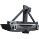 Tuff Stuff Overland Rear Bumper &amp; Tire Carrier Swing for 07-18 Jeep Wrangler JK w/ D-Rings, Matte, Black, NSN N, TS-RBTC-JK