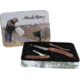 Uncle Henry Pakka Wood 3 Piece Knife Set w/Gift Tin, 3.5in/3in, Stainless Steel, Folding/Fixed Blade, Brown, Pakka Wood Handle, 1183285