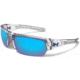 Under Armour Big Shot Sunglasses, Crystal/Frosted Frame,Gray/Blue Multiflect Lens U8600085-141561
