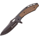 US Army Marines Linerlock A/O Tan Folding Knife,3.875in,Black Stonewash,Black,Stonewash Handle USMA1043TN