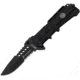 USMC Liberty I Tactical Lock Fold Knife, Black Partially SE, Black handle USM1000B