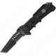 USMC Liberty II Tactical A/O Fold Knife, Black Partially SE, Black handle USMA1001B