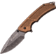 USMC The Specialist Linerlock A/O Folding Knife,3.75in,Stainless Steel,Black Stonewash,Brown,Aluminum Handle USMA1047TN
