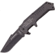 USMC Warlord Framelock Folding Knife,4in,Stainless Steel,Black Stonewash,Black Stonewash,Stainless Handle USM2010SW